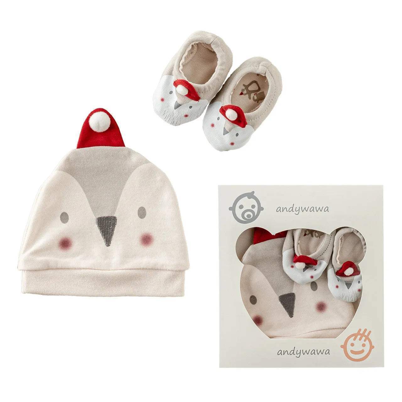 cream_penguin_graphic_booties_hat_andy_wawa-47679713247543-bebe-babyboss.ma-maroc - Babyboss.ma -bebe-maroc