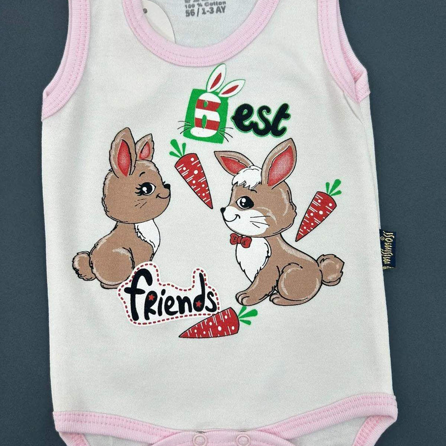 قميص بدون أكمام قطن 100% باللونين الأبيض والوردي - BABYBOSS - ميسيموسي - للطفل المغربي