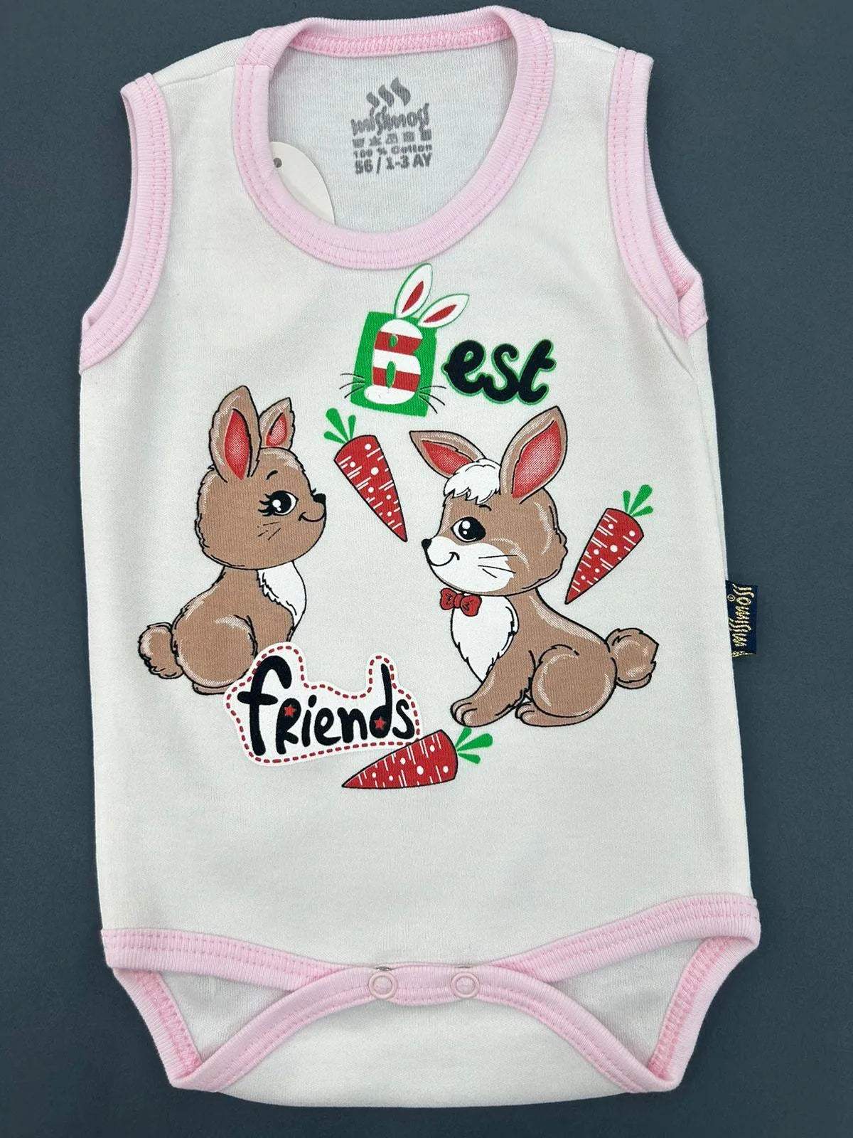debardeur-100percent-cotton-blanc-et-rose-bebe-babyboss-ma-misimosi-pour-bebe-maroc - Babyboss.ma -bebe-maroc