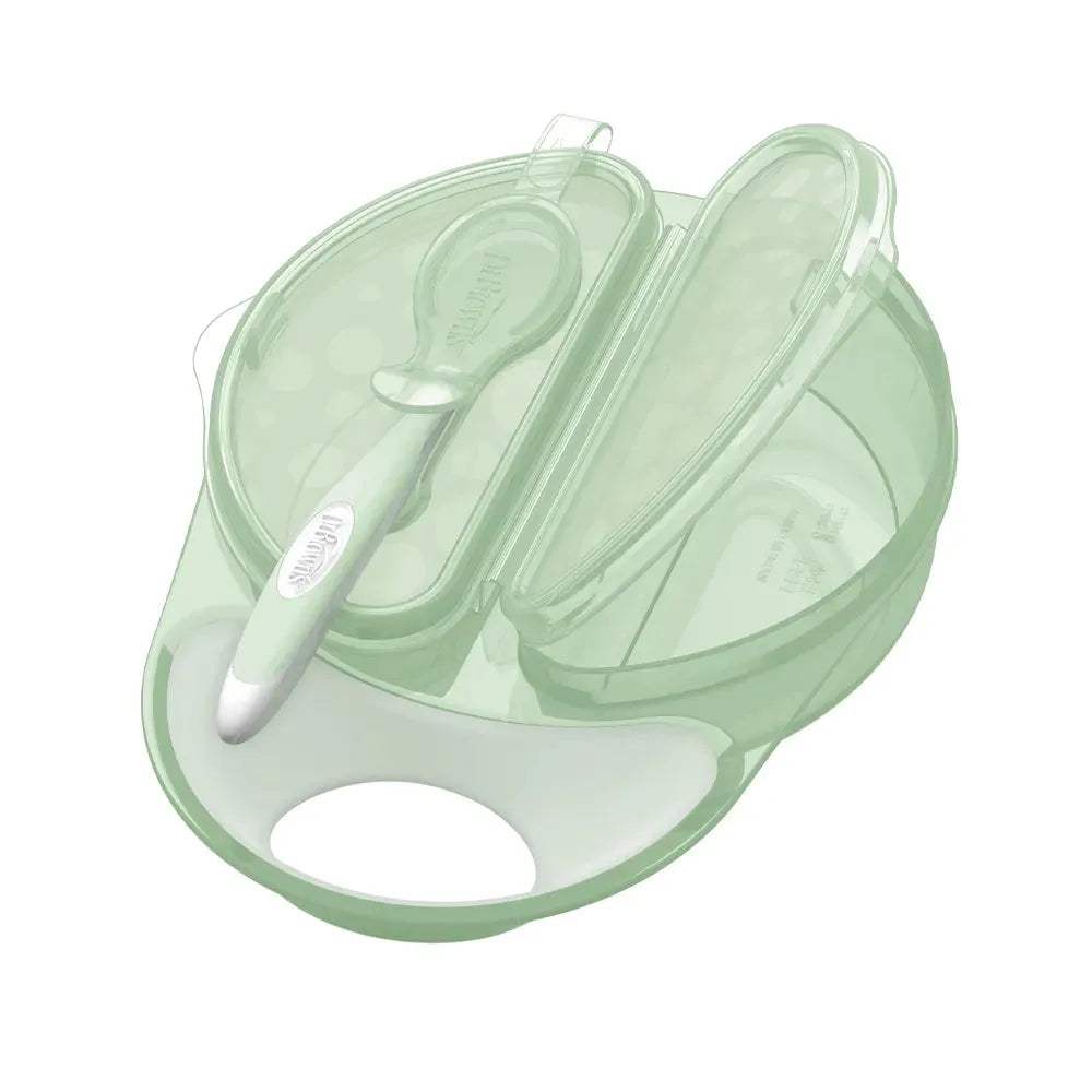 Dr. Brown's Bol & Cuillère à Couvercles Travel Fresh™ 4M+ - Vert - Dr. Brown's - Bols pour bébé Maroc -www.babyboss.ma
