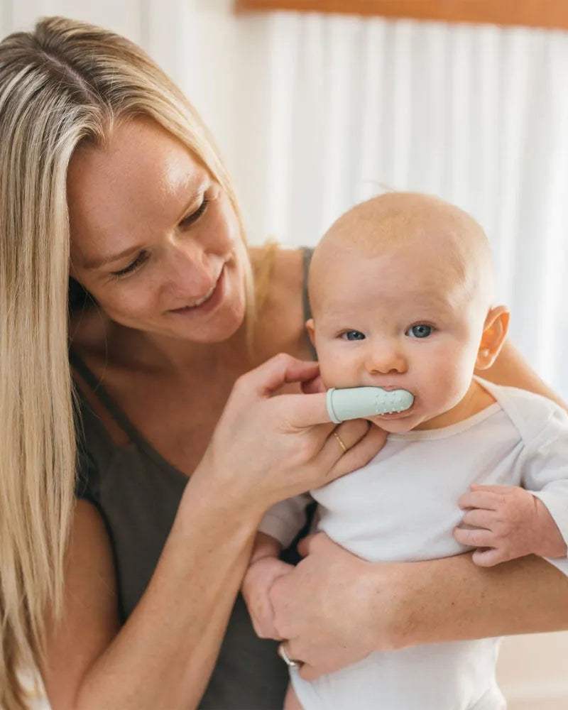 Dr. Brown's Brosse à dents en silicone avec étui 3M+ - Vert - Dr. Brown's - Brosse à dents pour bébé Maroc -www.babyboss.ma