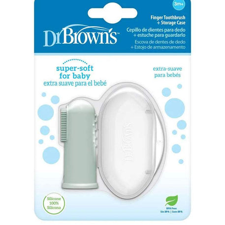 Dr. Brown's Brosse à dents en silicone avec étui 3M+ - Vert - Dr. Brown's - Brosse à dents pour bébé Maroc -www.babyboss.ma