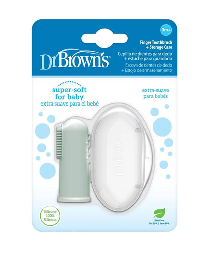 Dr. Brown's Brosse à dents en silicone avec étui 3M+ - Vert - Dr. Brown's - pour bébé maroc