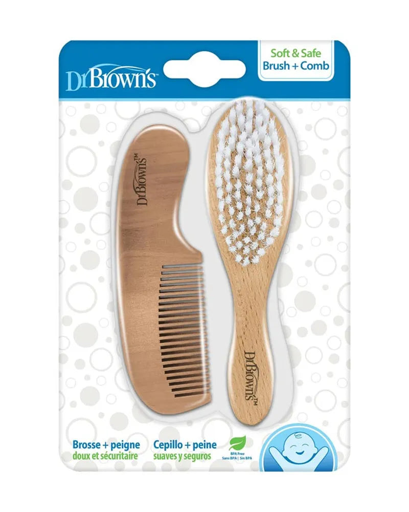 Dr. Brown's Brosse & Peigne Doux en Bois - Dr. Brown's - pour bébé maroc