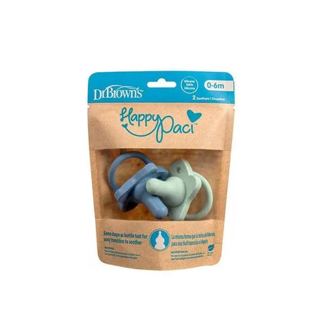 Dr. Brown’s HappyPaci Sucette En Silicone 0-6 Mois Bleue & Vert - Babyboss.ma - Dr. Brown's - pour bébé maroc