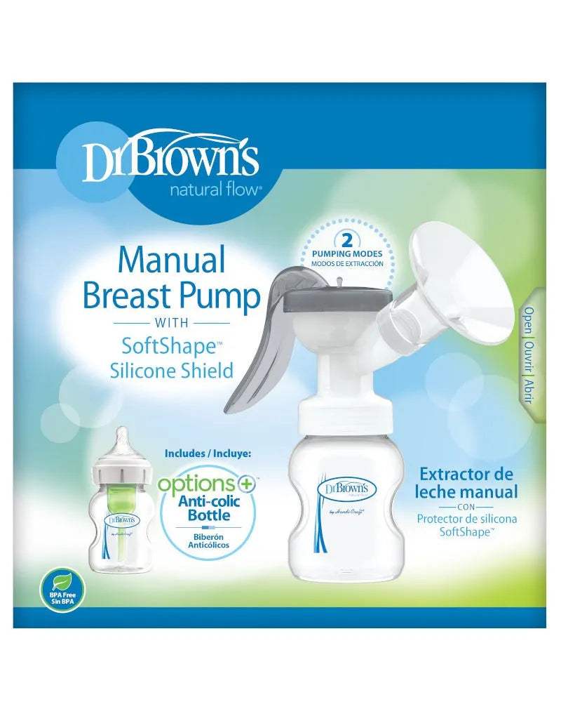 Dr. Brown's Tire-lait Manuel avec Protection en Silicone SoftShape™ et Biberon à Col Large 150ml - Dr. Brown's - Tire-Lait Manuels pour bébé Maroc -www.babyboss.ma