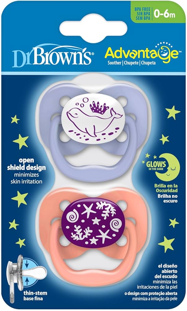Dr. Brown's Lot de 2 Sucettes Advantage 0-6M - Gris & Rose