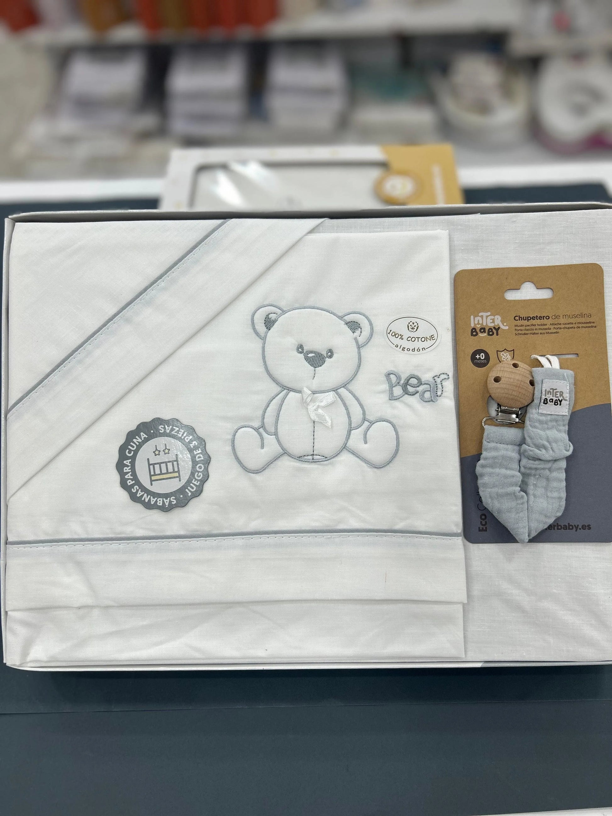 Draps berceau BEAR BOW 100% Coton Interbaby - BABYBOSS sommeil - pour bébé maroc