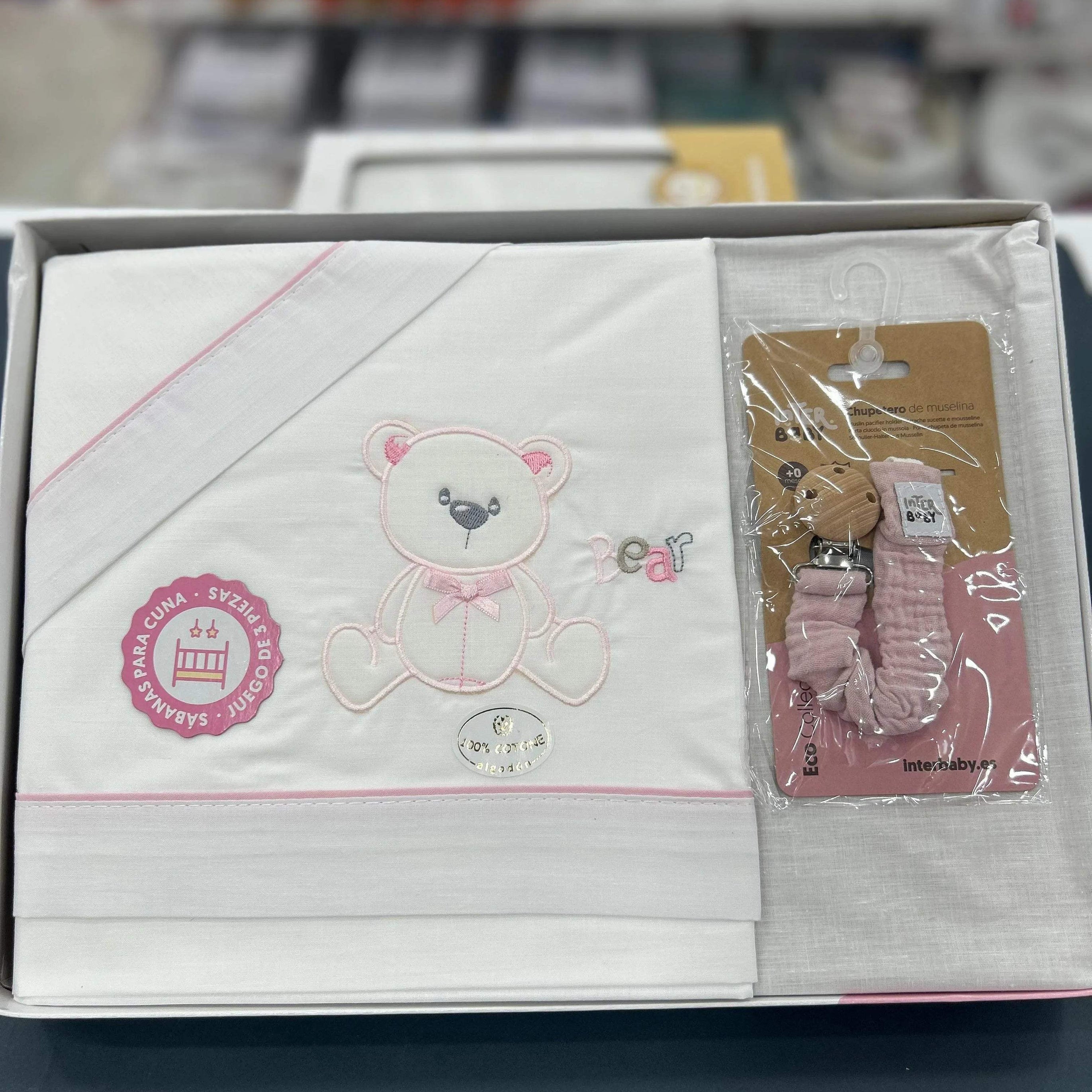 Draps berceau BEAR BOW 100% Coton Interbaby - BABYBOSS sommeil - pour bébé Maroc -www.babyboss.ma