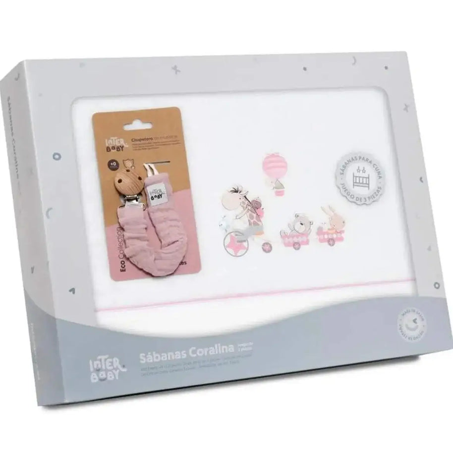 Draps berceau girafe BOW 100% Coton Interbaby - Interbaby - pour bébé Maroc -www.babyboss.ma