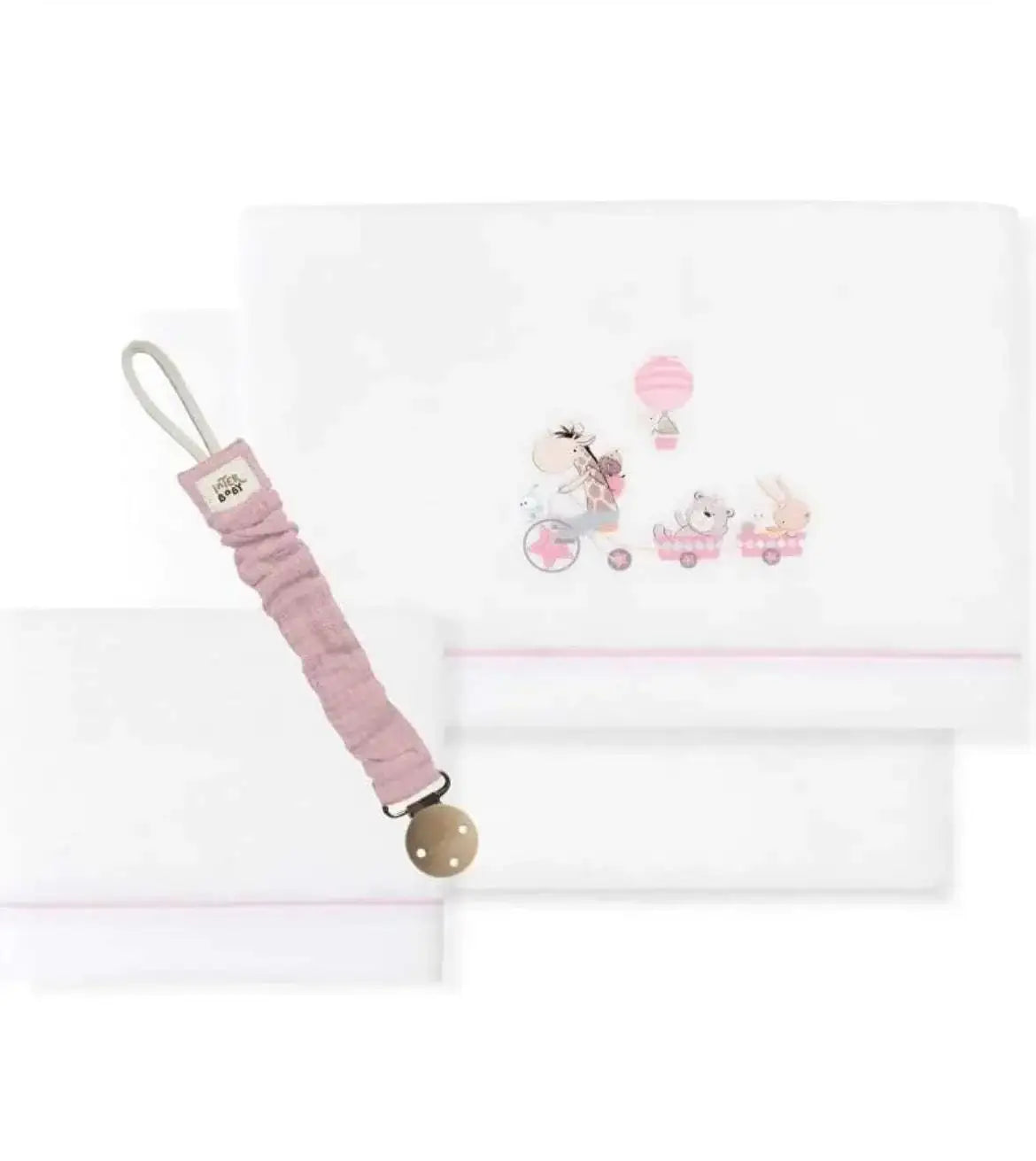 Draps berceau girafe BOW 100% Coton Interbaby - Interbaby - pour bébé Maroc -www.babyboss.ma