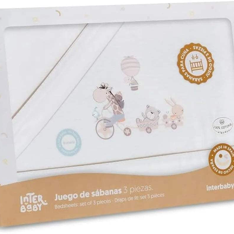 Draps berceau girafe BOW 100% Coton Interbaby - Interbaby - pour bébé Maroc -www.babyboss.ma