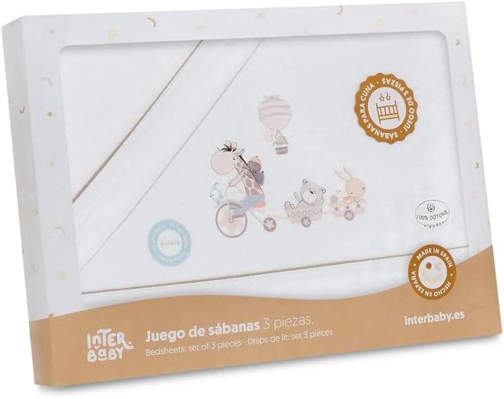 Draps berceau girafe BOW 100% Coton Interbaby - Interbaby - pour bébé Maroc -www.babyboss.ma