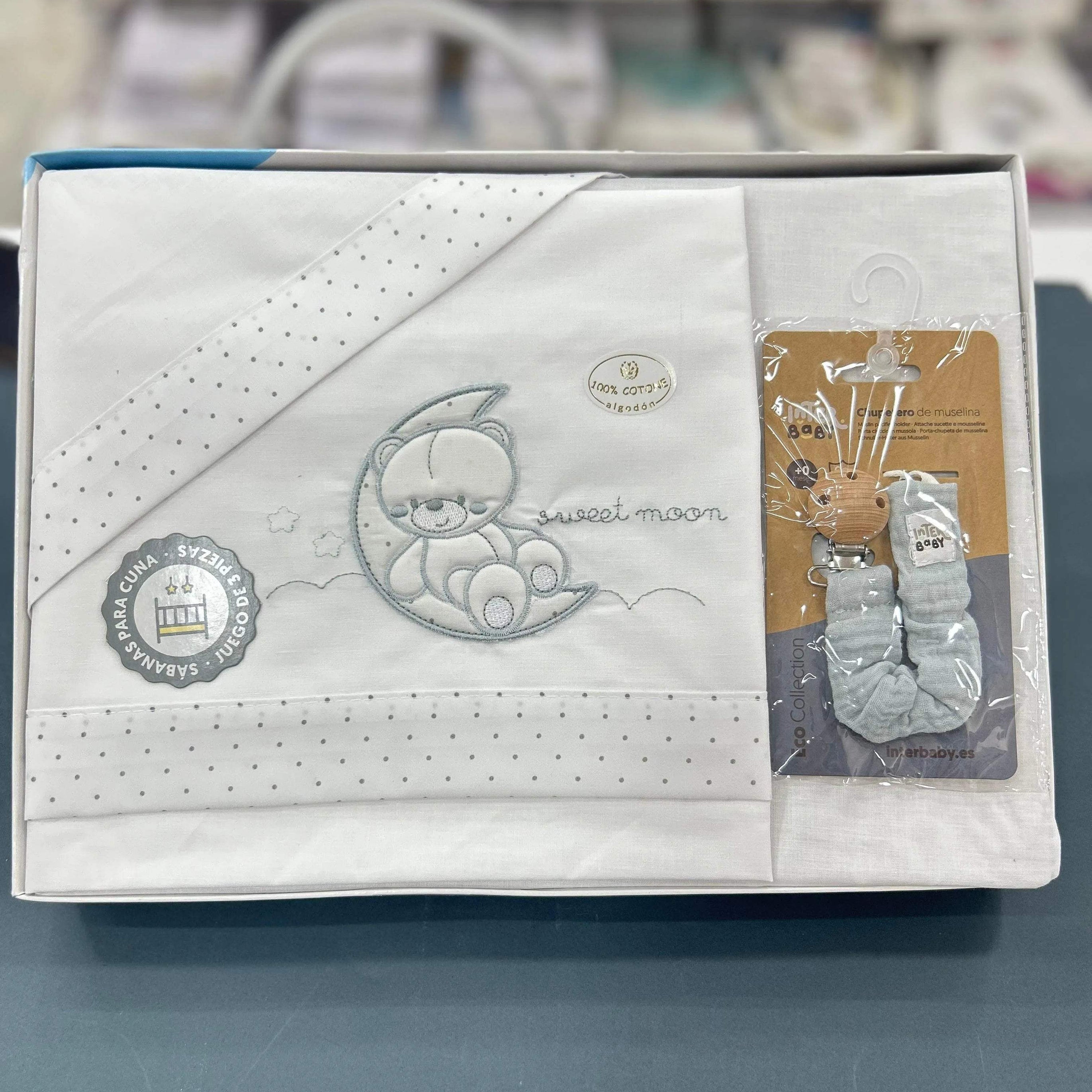 Draps de berceau SWEET MOON 100% Coton Interbaby - Interbaby - pour bébé Maroc -www.babyboss.ma