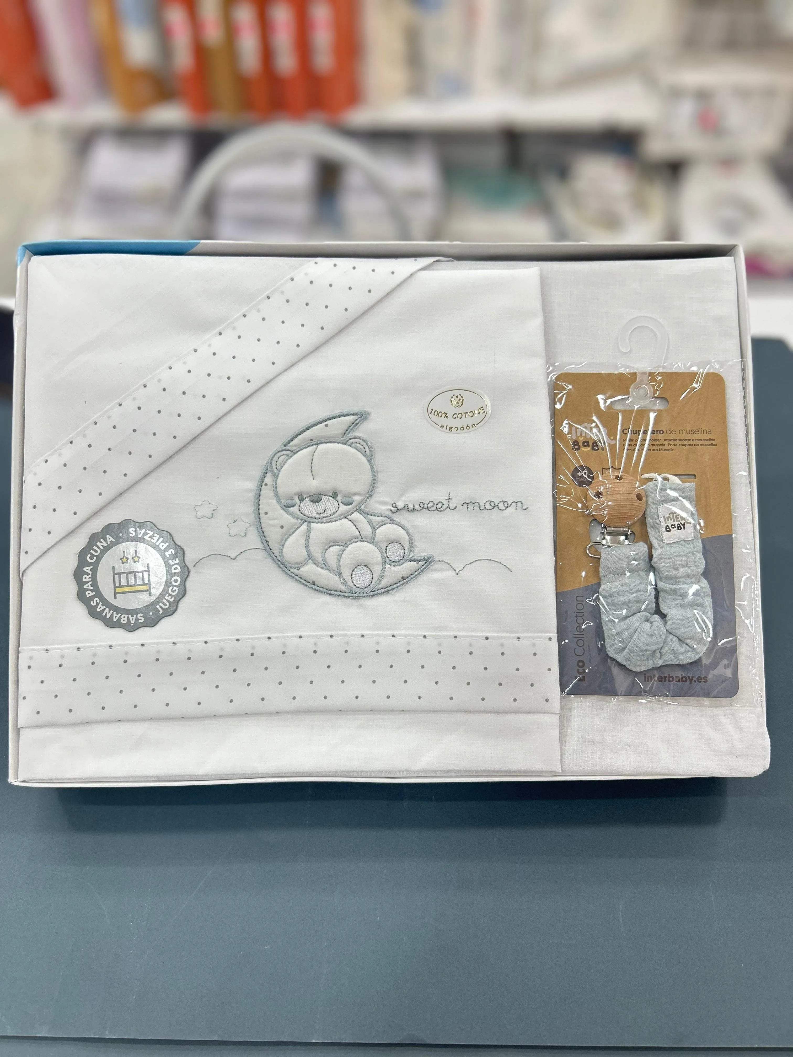 Draps de berceau SWEET MOON 100% Coton Interbaby - Interbaby - pour bébé Maroc -www.babyboss.ma