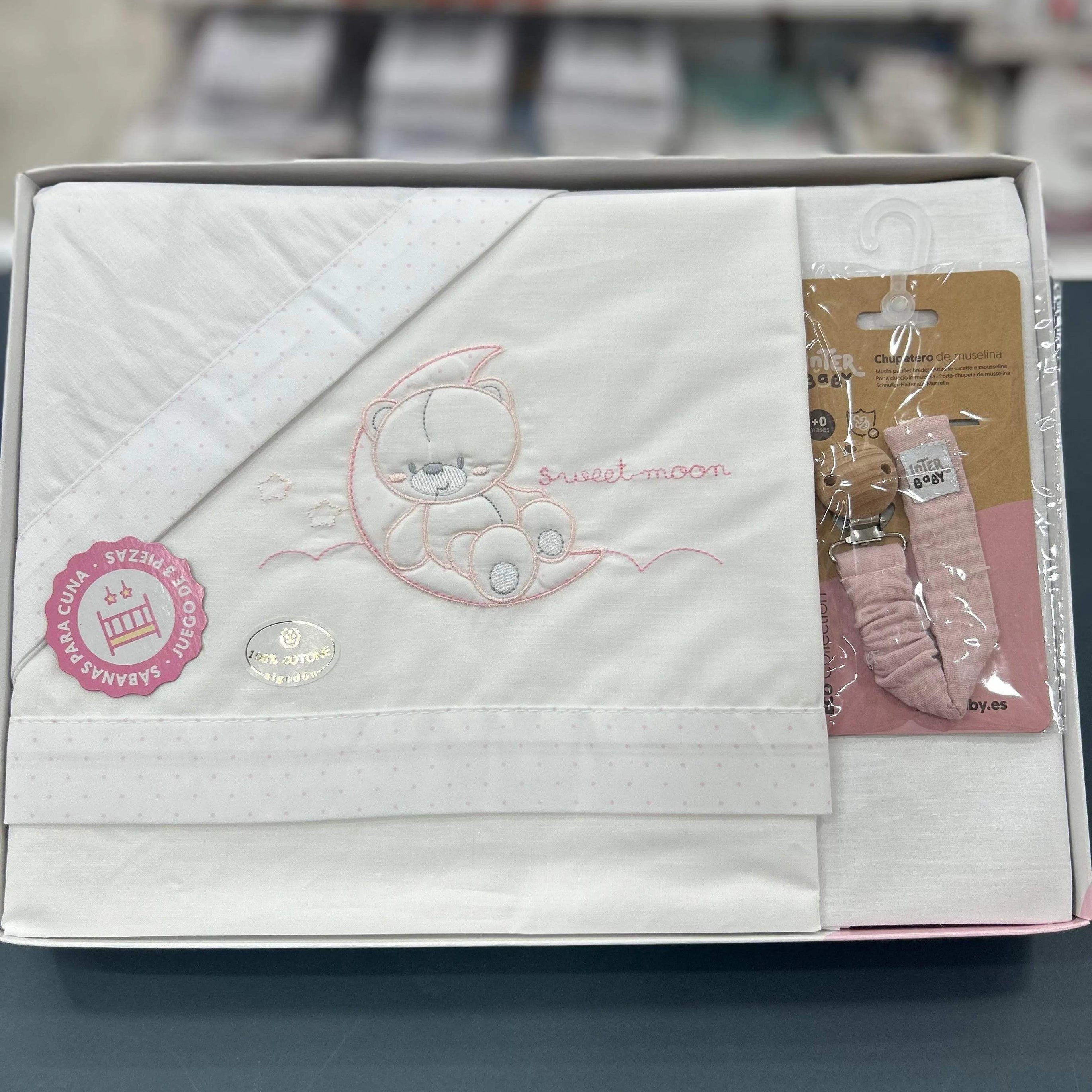 Draps de berceau SWEET MOON 100% Coton Interbaby - Interbaby - pour bébé Maroc -www.babyboss.ma