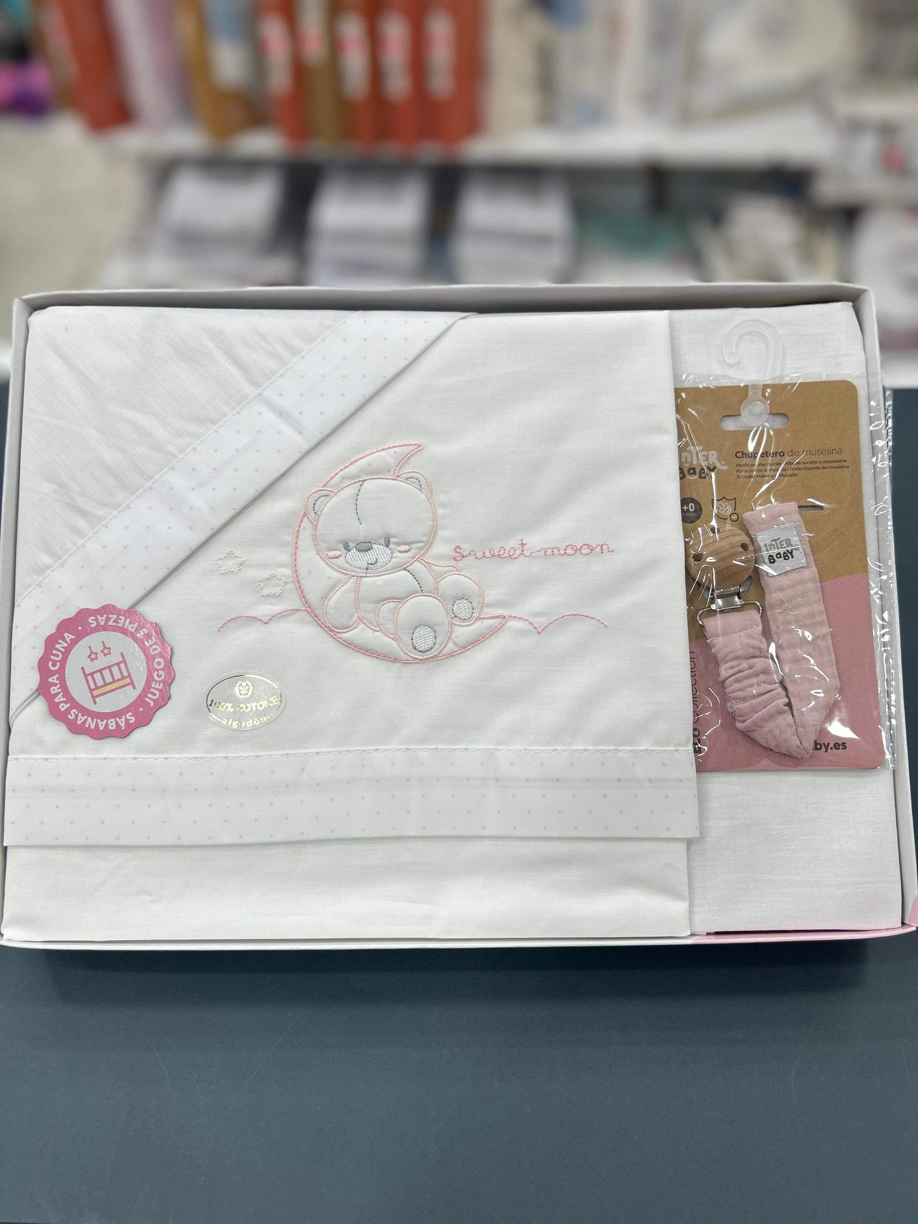 Draps de berceau SWEET MOON 100% Coton Interbaby - Interbaby - pour bébé Maroc -www.babyboss.ma
