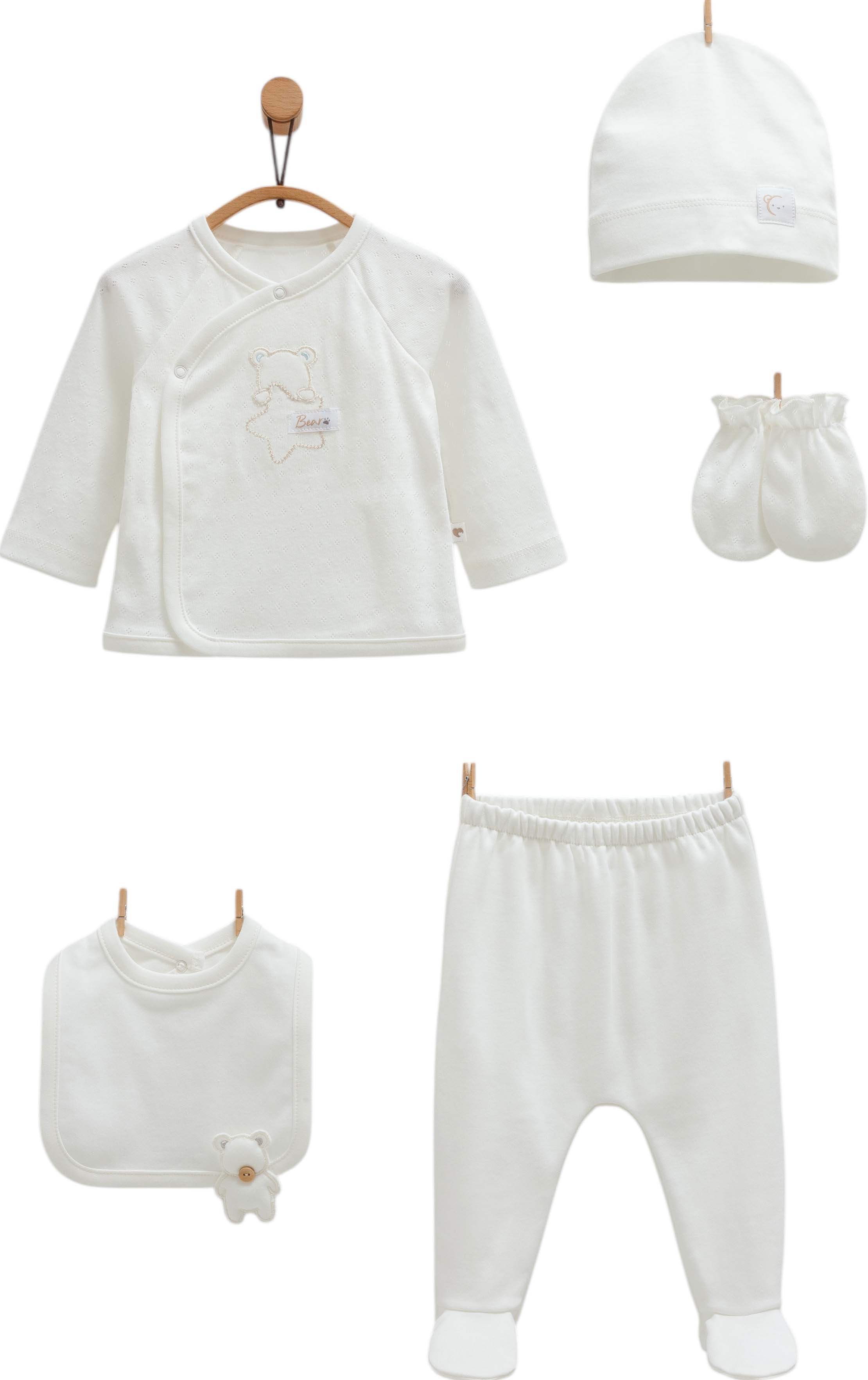 Pack 5 pieces écru - Caramell - Pack naissance pour bébé Maroc -www.babyboss.ma