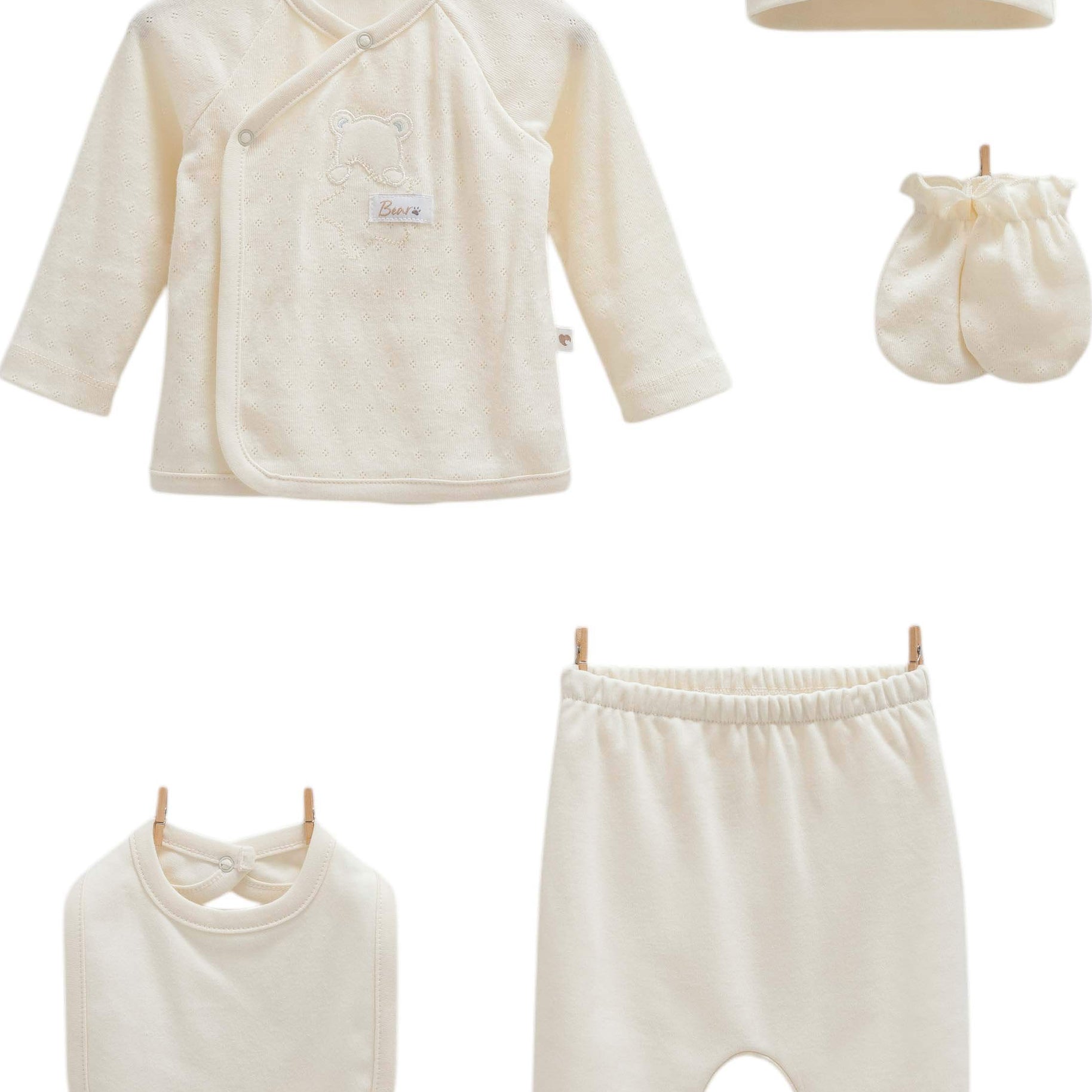 Pack 5 pieces beige - Caramell - Pack naissance pour bébé Maroc -www.babyboss.ma