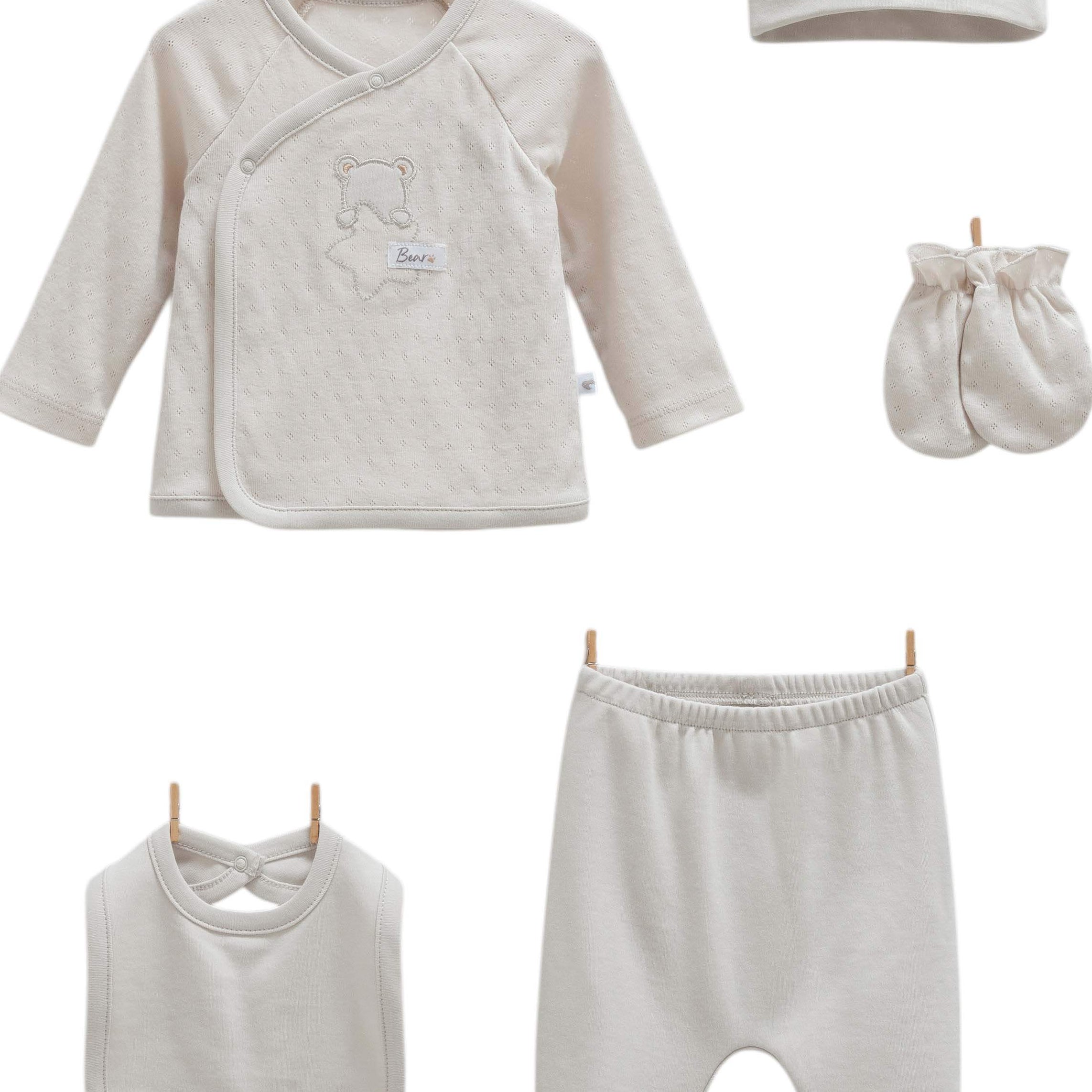Pack 5 pieces gris - Caramell - Pack naissance pour bébé Maroc -www.babyboss.ma