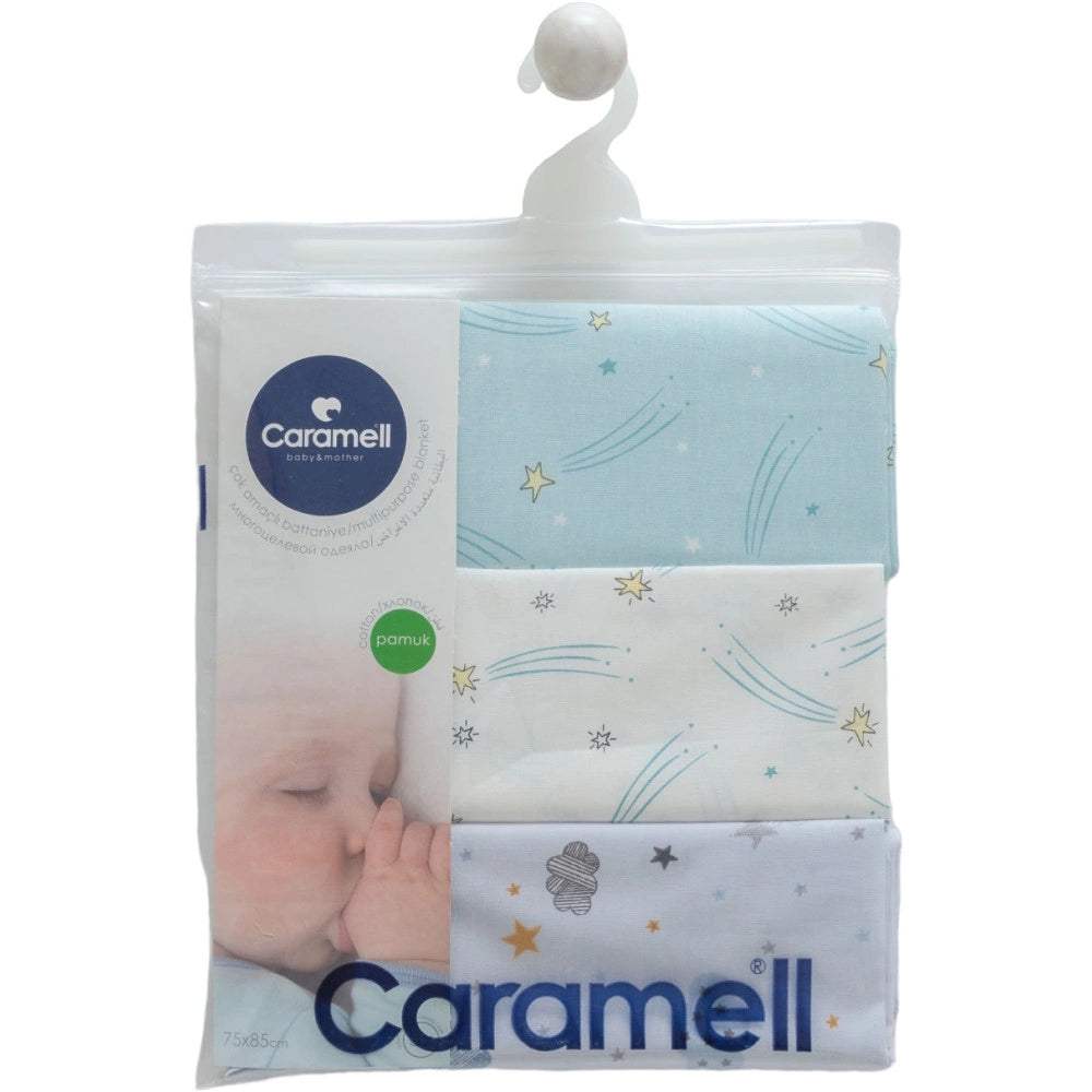 Couverture tissée 3 pièces 80x90 -Caramell - Caramell - Bandana pour bébé Maroc -www.babyboss.ma