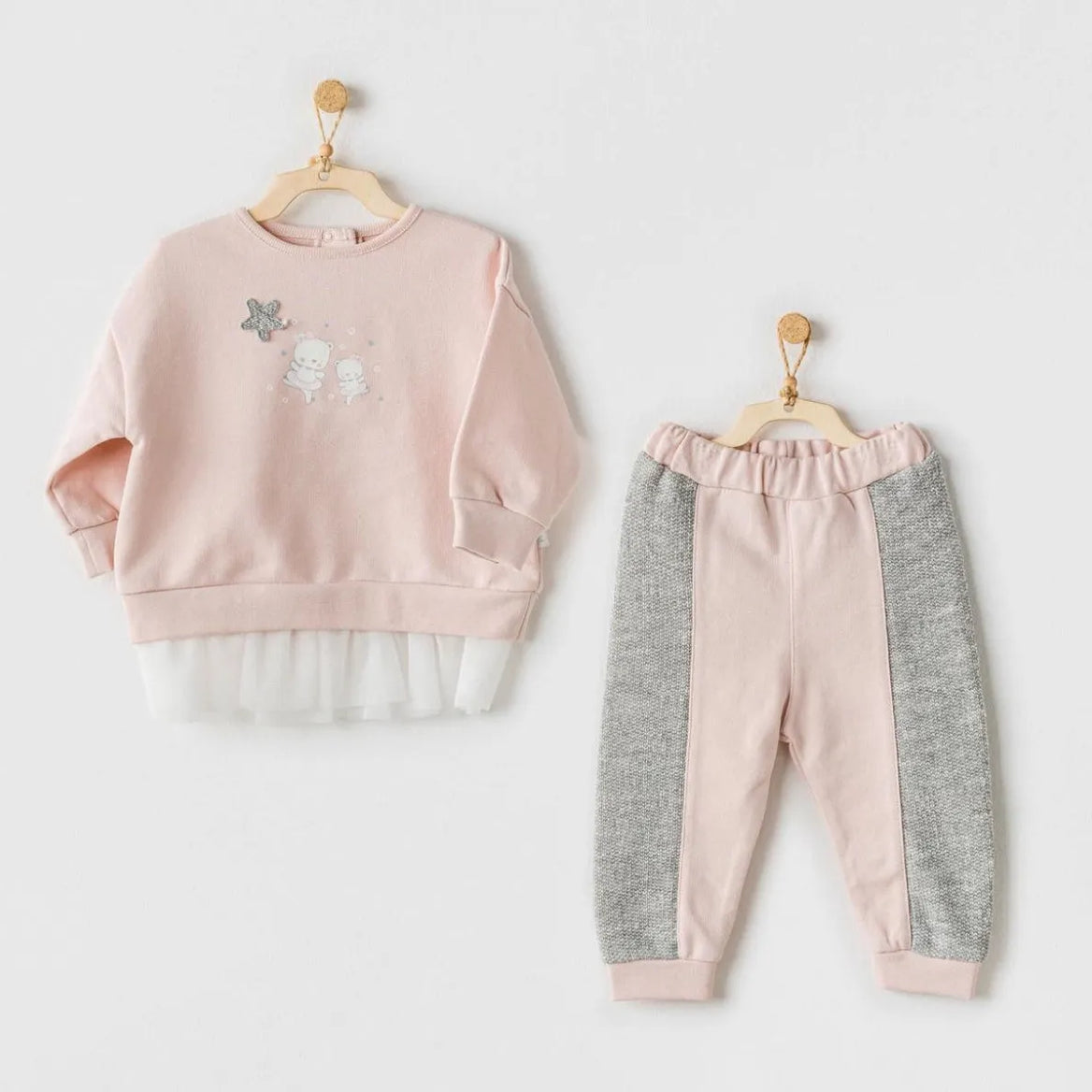 Ensemble bébé 2 pièces Ballerine Rose Gris - Babyboss.ma - pour bébé maroc