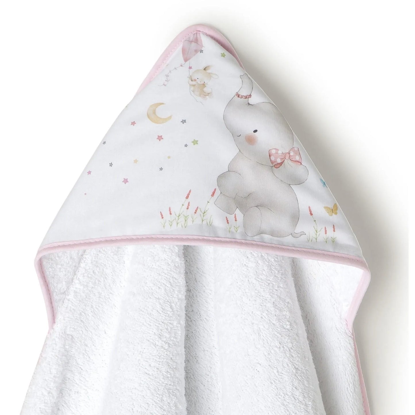 Ensemble Cape de Bain et Dou Dou Bco/Éléphant Rose - Babyboss.ma - Interbaby - pour bébé maroc