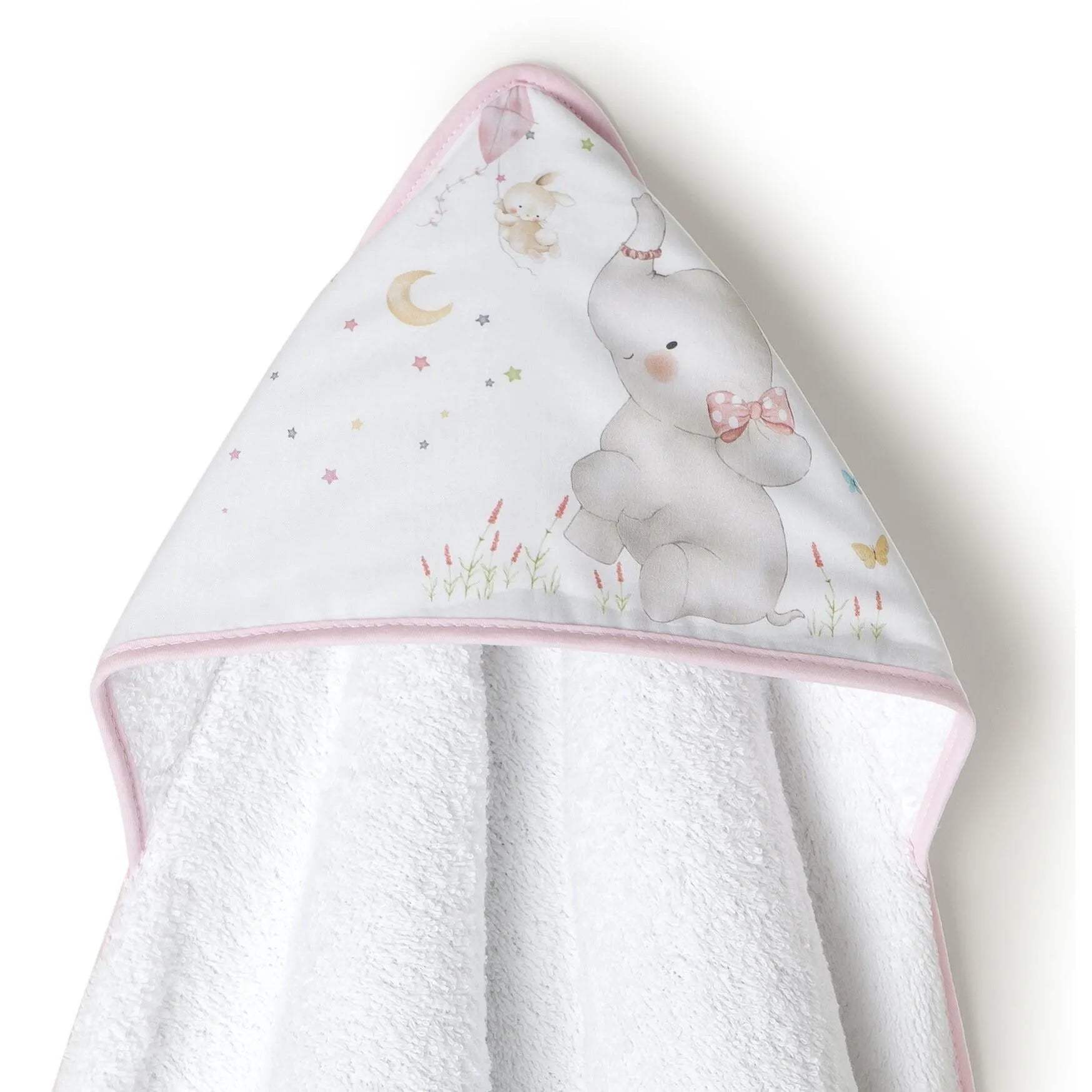 Ensemble Cape de Bain et Dou Dou Bco/Éléphant Rose - Interbaby - pour bébé Maroc -www.babyboss.ma