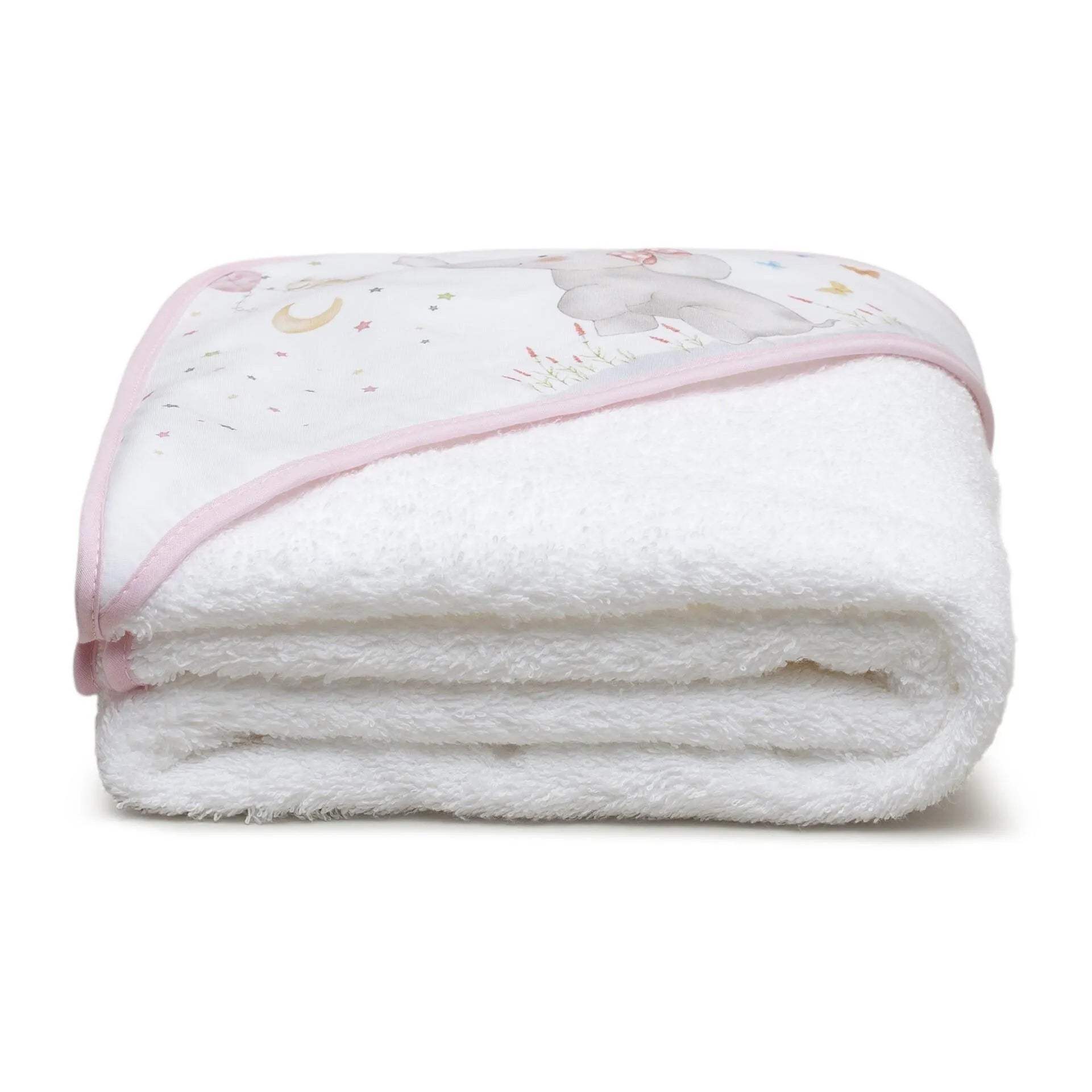 Ensemble Cape de Bain et Dou Dou Bco/Éléphant Rose - Interbaby - pour bébé Maroc -www.babyboss.ma