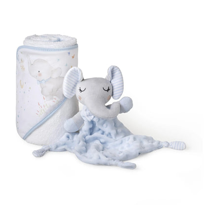 Ensemble Cape de Bain et Dou Dou Éléphant Bco/Bleu - Babyboss.ma - Interbaby - pour bébé maroc