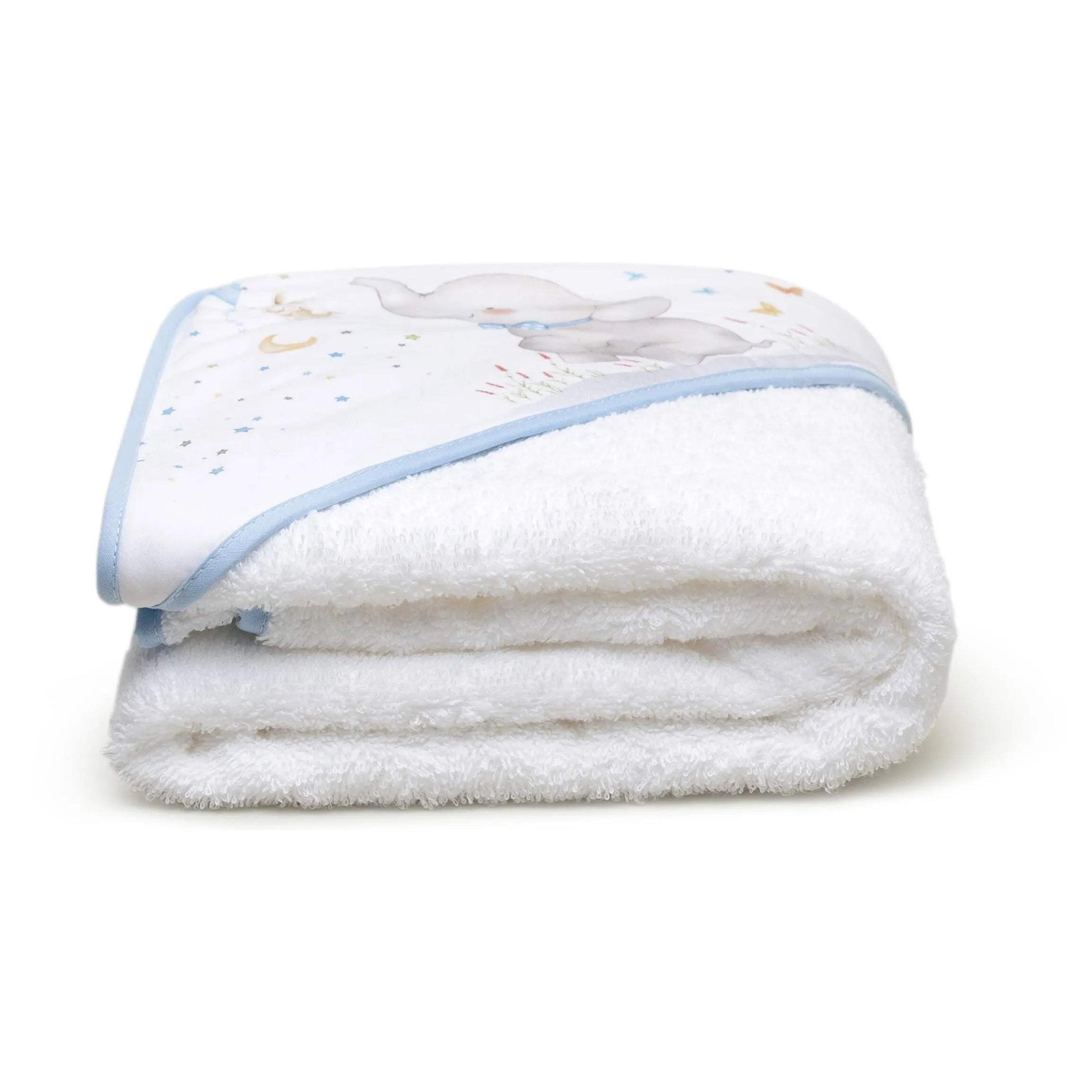 Ensemble Cape de Bain et Dou Dou Éléphant Bco/Bleu - Interbaby - pour bébé Maroc -www.babyboss.ma