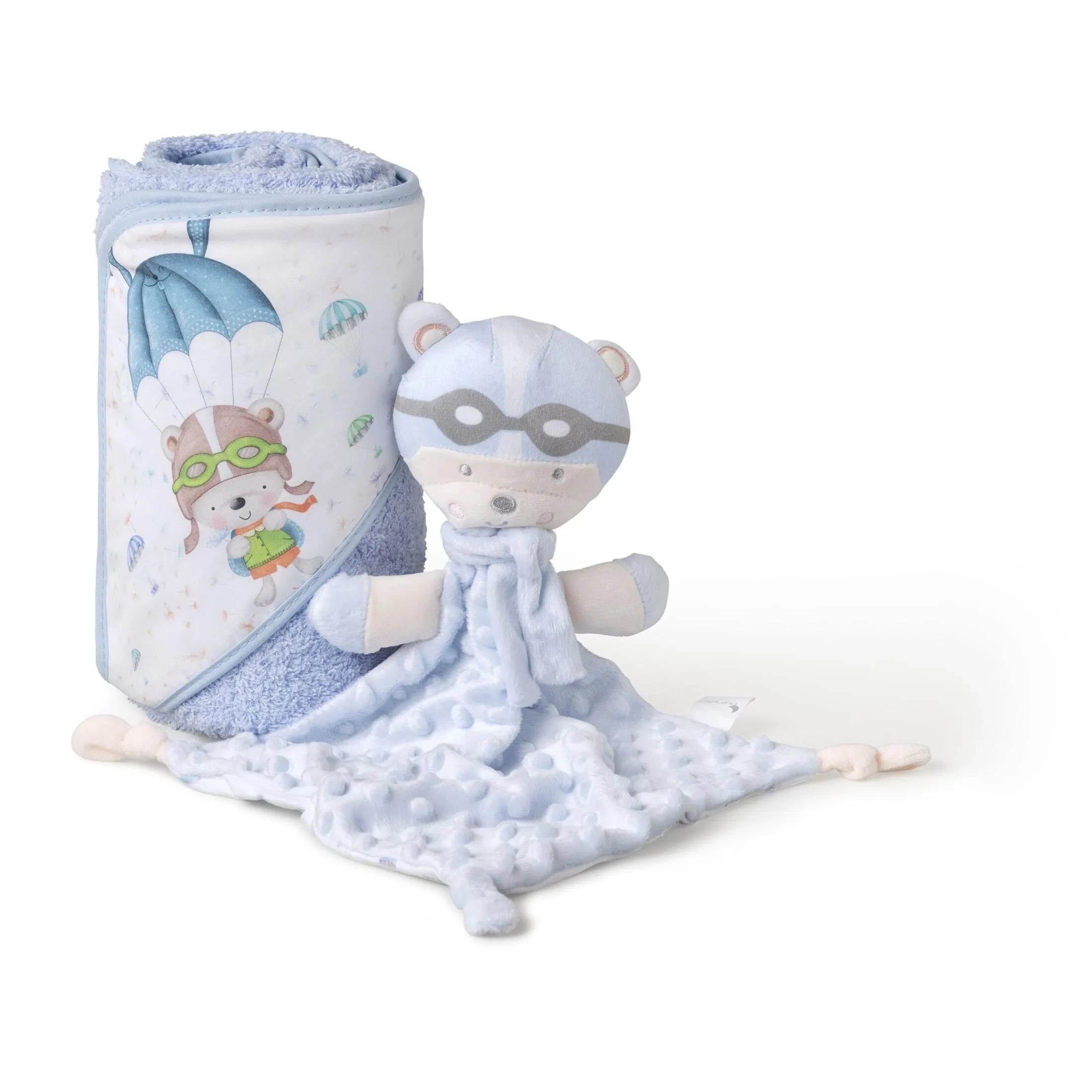 Ensemble Cape de Bain Parachutiste Bleu et Dou Dou - Babyboss.ma - Interbaby - pour bébé maroc