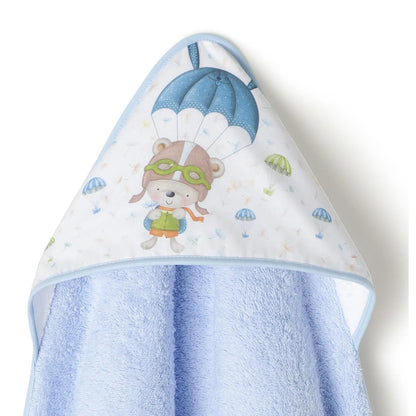 Ensemble Cape de Bain Parachutiste Bleu et Dou Dou - Babyboss.ma - Interbaby - pour bébé maroc