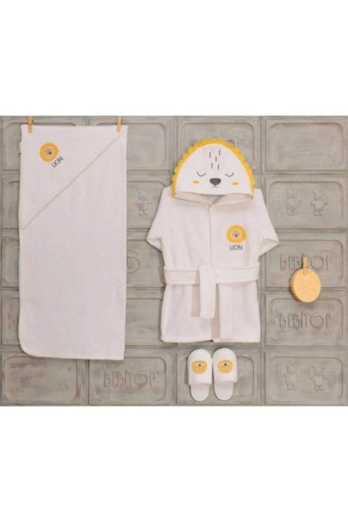 ensemble-de-peignoir-unisexe-bebe-motif-lion-100-percent-coton-babyboss-ma-babyboss-ma-pour-bebe-maroc - Babyboss.ma -bebe-maroc