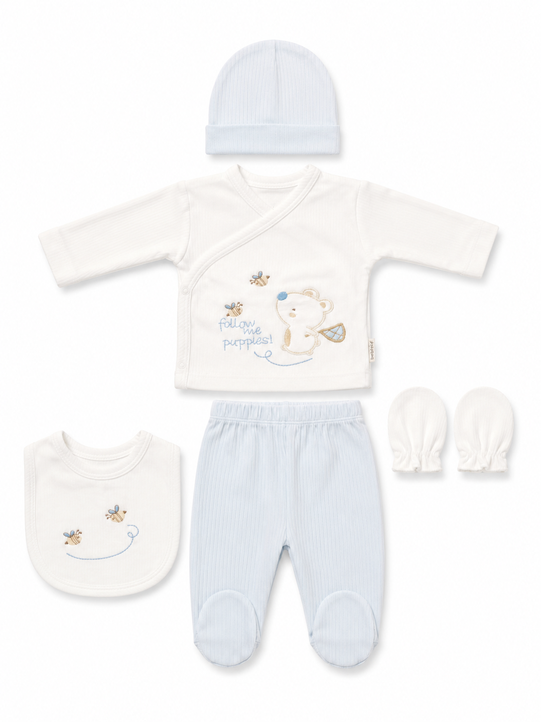 Ensemble naissance 5 pieces en coton 0-3 mois