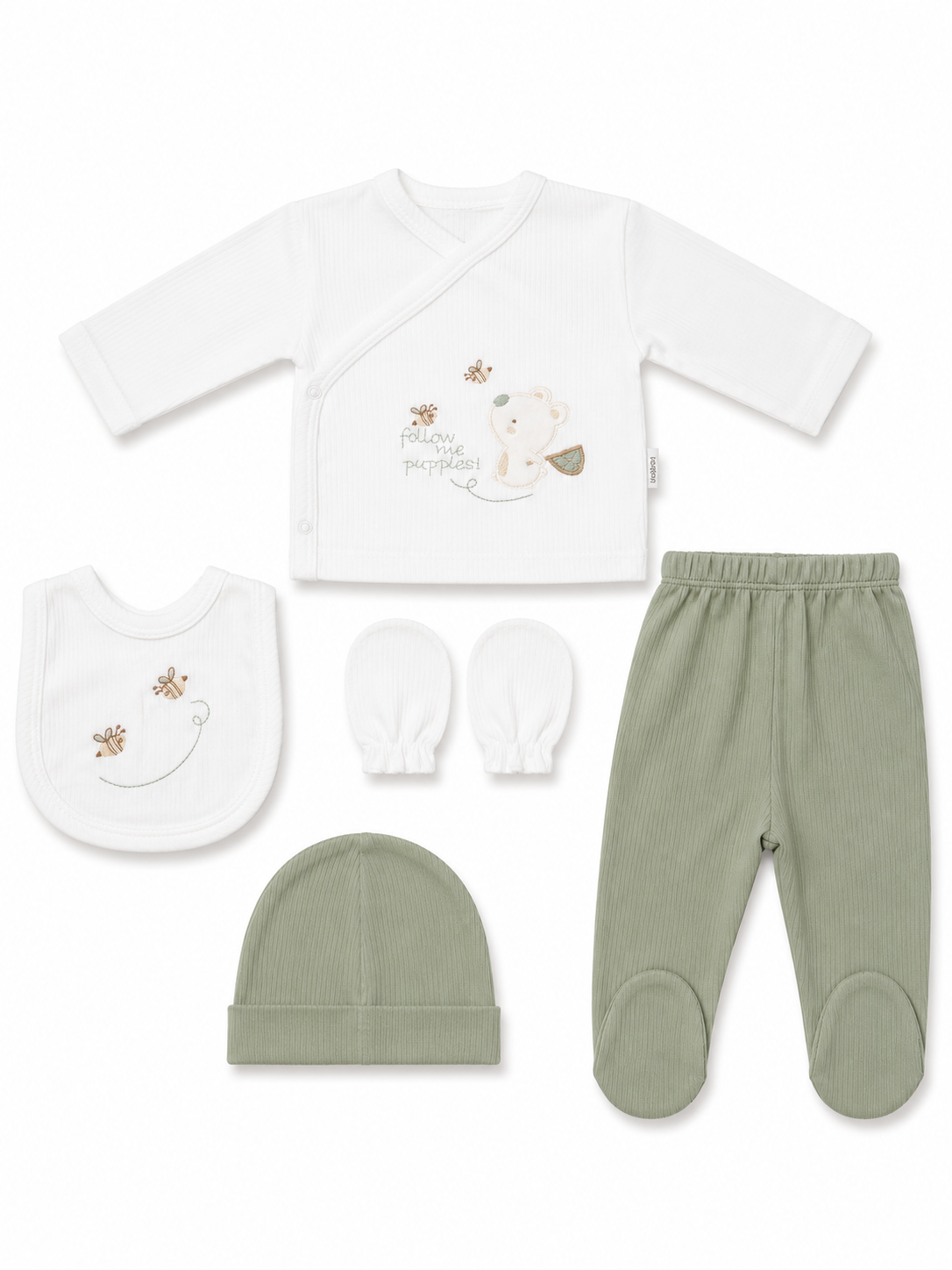 Ensemble naissance 5 pieces en coton 0-3 mois
