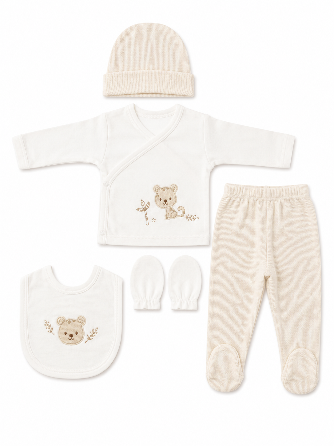 Ensemble naissance 5 pieces en coton 0-3 mois