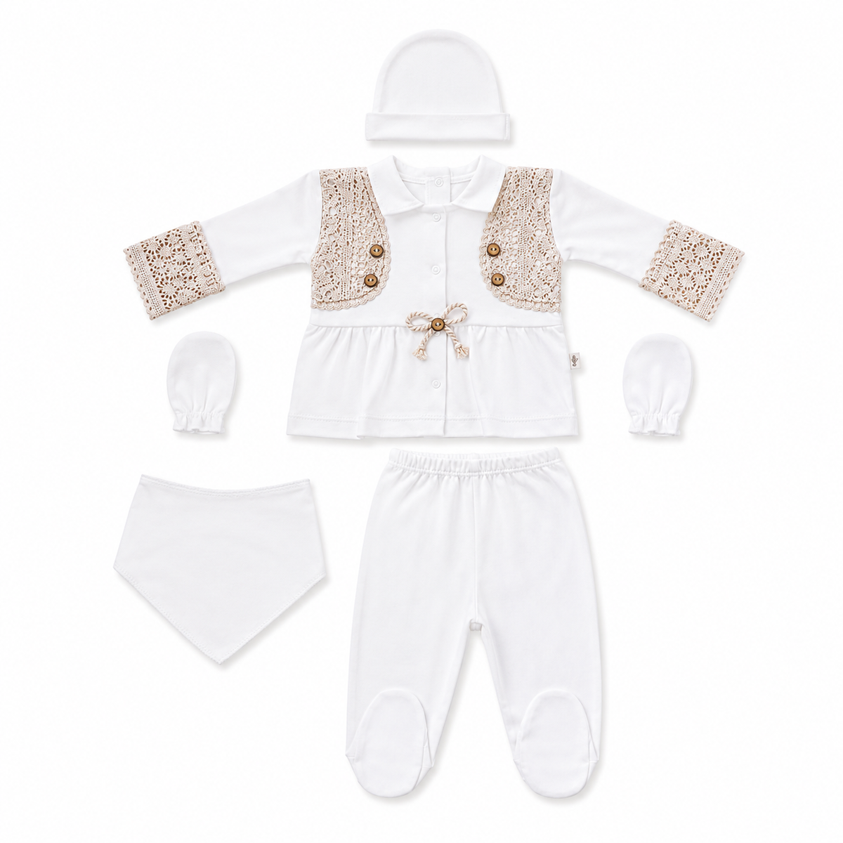 Ensemble naissance 5 pieces en coton 0-3 mois