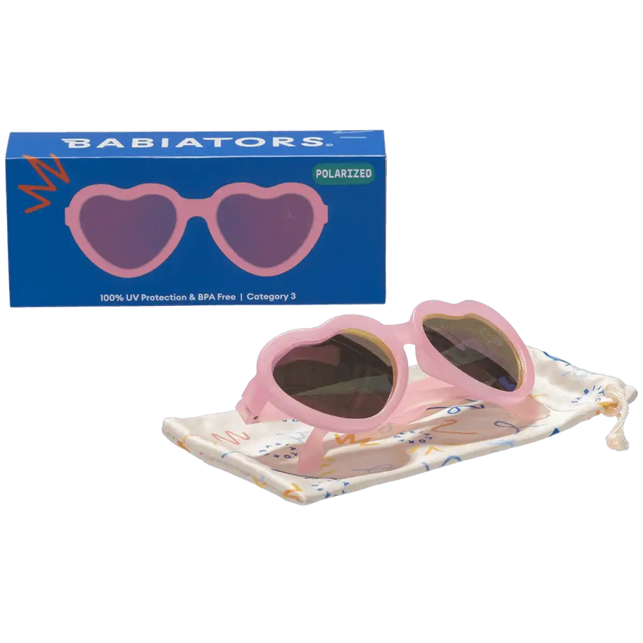 Lunettes de Soleil Babiators - Frosted Pink Heart | Purple Polarized Mirrored Lenses - Babiators Sunglasses - Sunglasses pour bébé Maroc -www.babyboss.ma