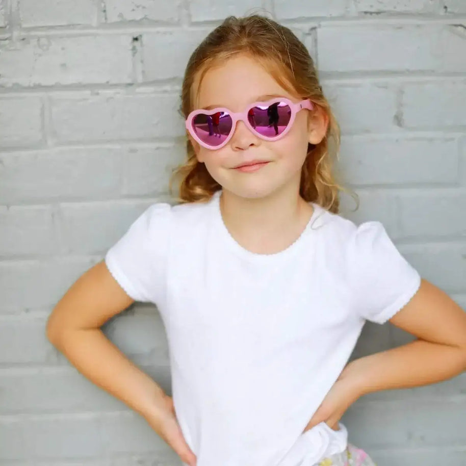 Lunettes de Soleil Babiators - Frosted Pink Heart | Purple Polarized Mirrored Lenses - Babiators Sunglasses - Sunglasses pour bébé Maroc -www.babyboss.ma