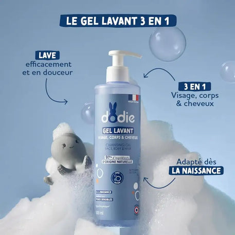 Gel Lavant 3en1 Flacon Pompe Dodie - 1L - Dodie - Gels Douche - Babyboss.ma