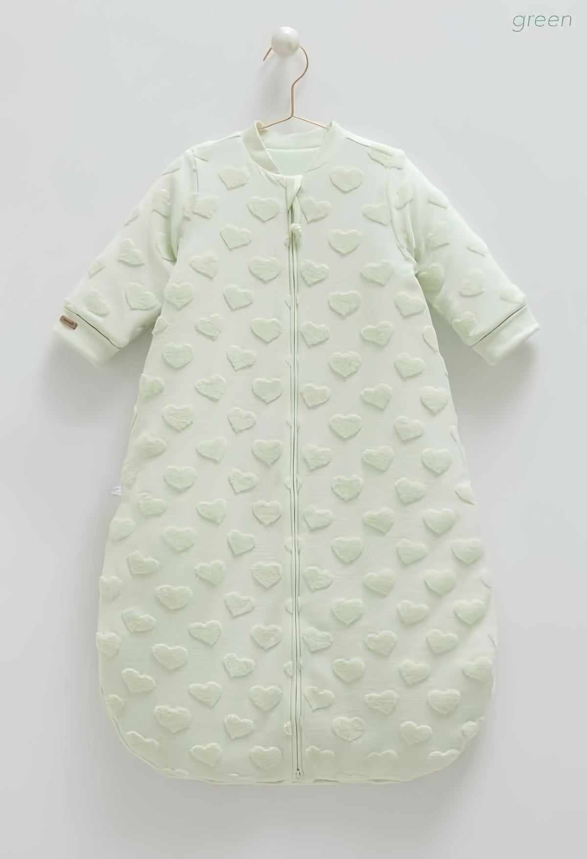 Gigoteuse bébé Caramell verte à manches longues et cœurs en relief – Babyboss.ma
