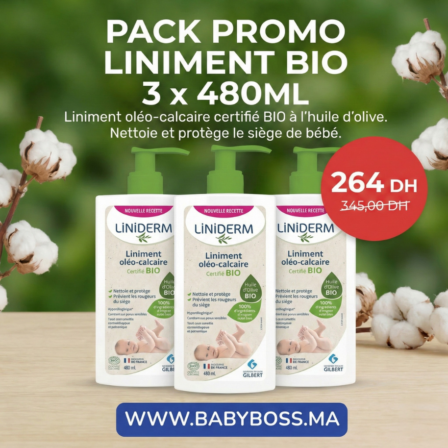 Pack promo 3 liniment avec pompe 480ml - Gilbert - pour bébé Maroc -www.babyboss.ma