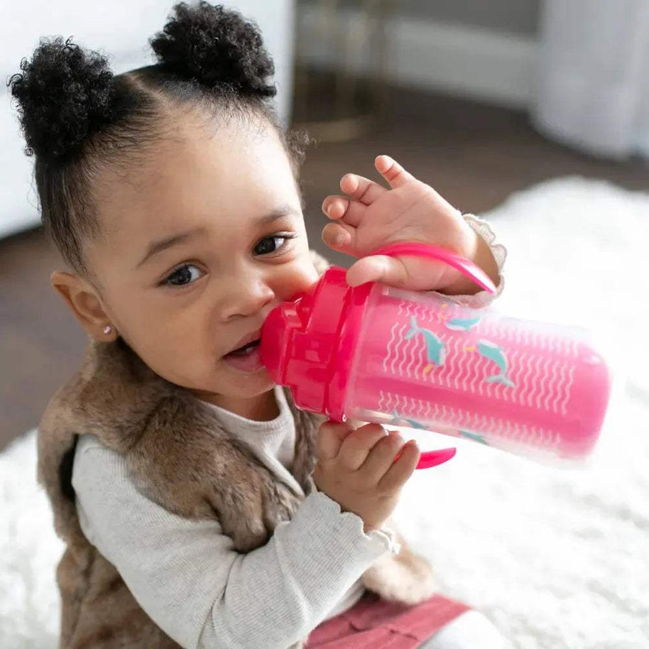 Gobelet Isotherme à Paille 300ml avec Poignées 12M+ - Rose - Dr. Brown's - Tasses à paille pour bébé Maroc -www.babyboss.ma