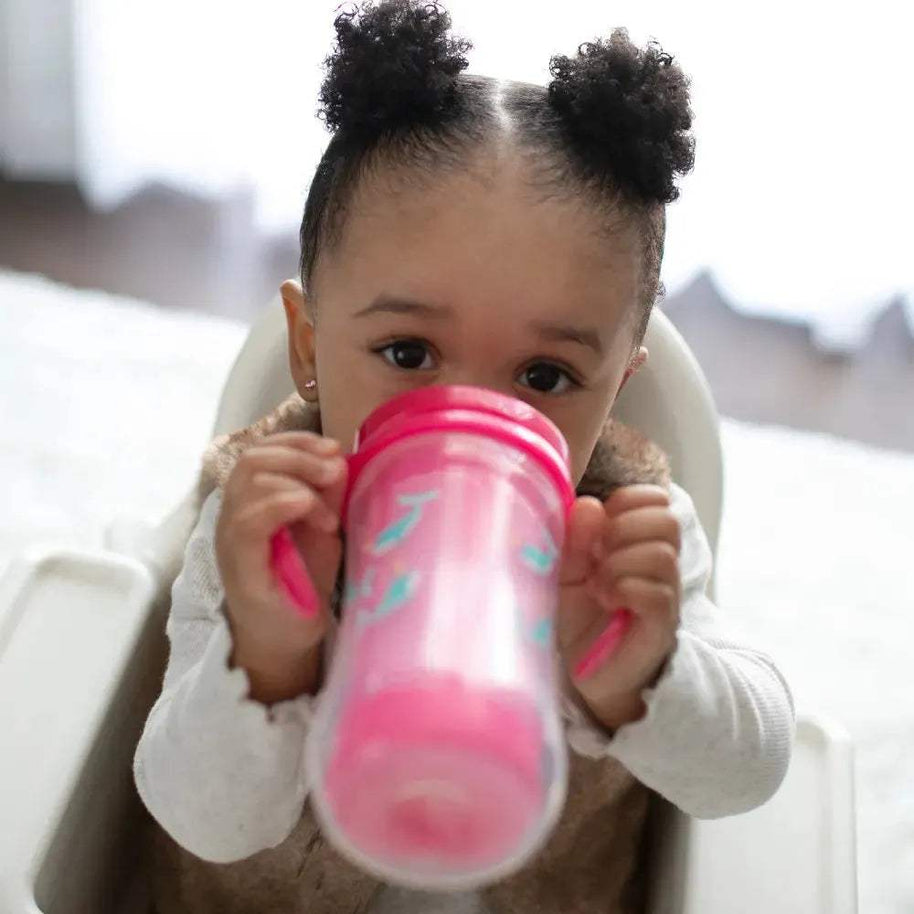 Gobelet Isotherme à Paille 300ml avec Poignées 12M+ - Rose - Dr. Brown's - Tasses à paille pour bébé Maroc -www.babyboss.ma