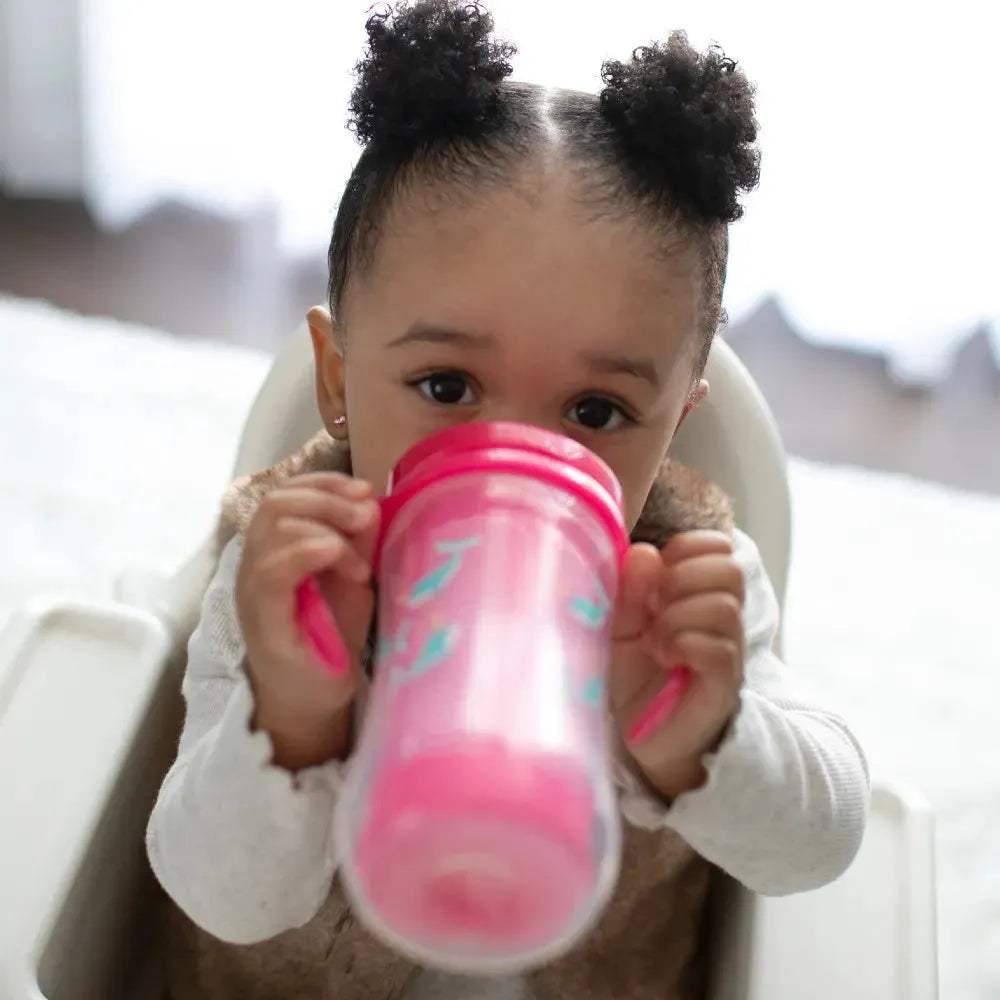 Gobelet Isotherme à Paille 300ml avec Poignées 12M+ - Rose - Dr. Brown's - Tasses à paille pour bébé Maroc -www.babyboss.ma