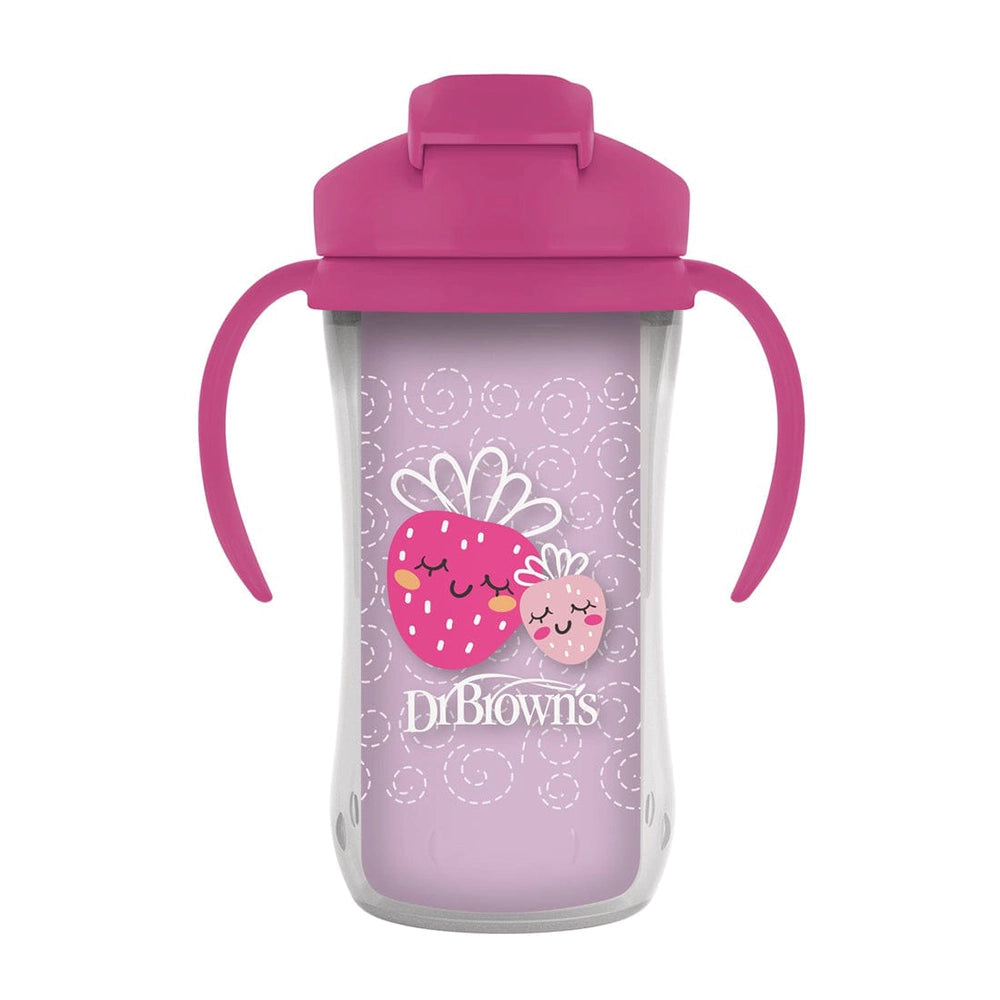 Gobelet Isotherme à Paille 300ml avec Poignées 12M+ - Rose