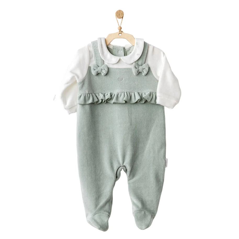 Green Bow Ruffle Velvet Babygrow Andy Wawa - Andywawa - pour bébé maroc