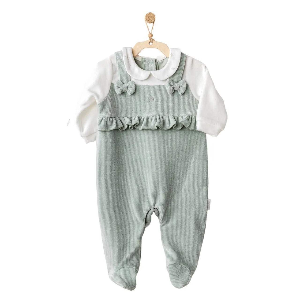 green_bow_ruffle_velvet_babygrow_andy_wawa-47679883411767-bebe-babyboss.ma-maroc - Babyboss.ma -bebe-maroc