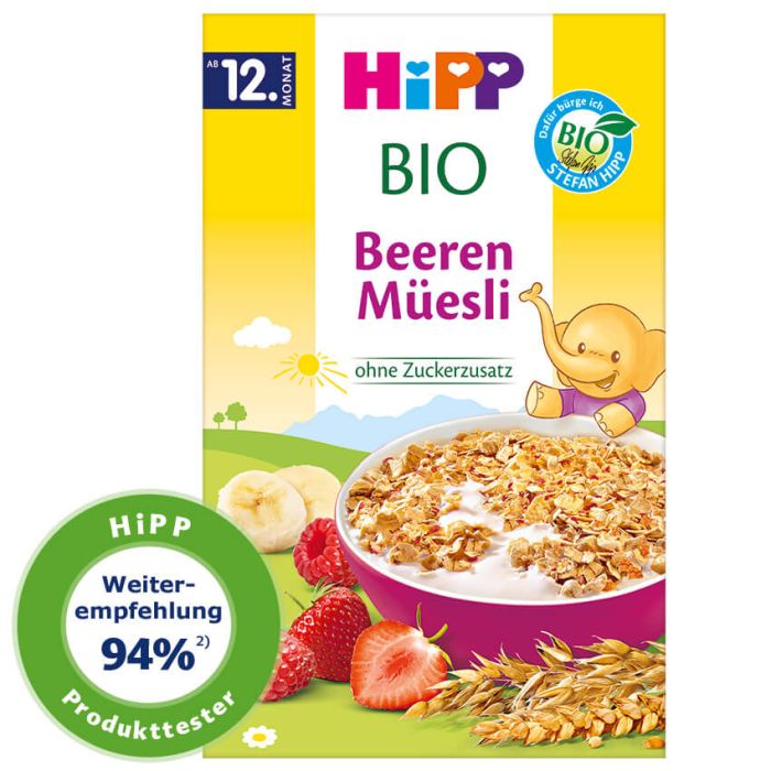 Hipp Bio céréale framboise fraise 12 mois + (200 g) - Babyboss.ma - pour bébé maroc